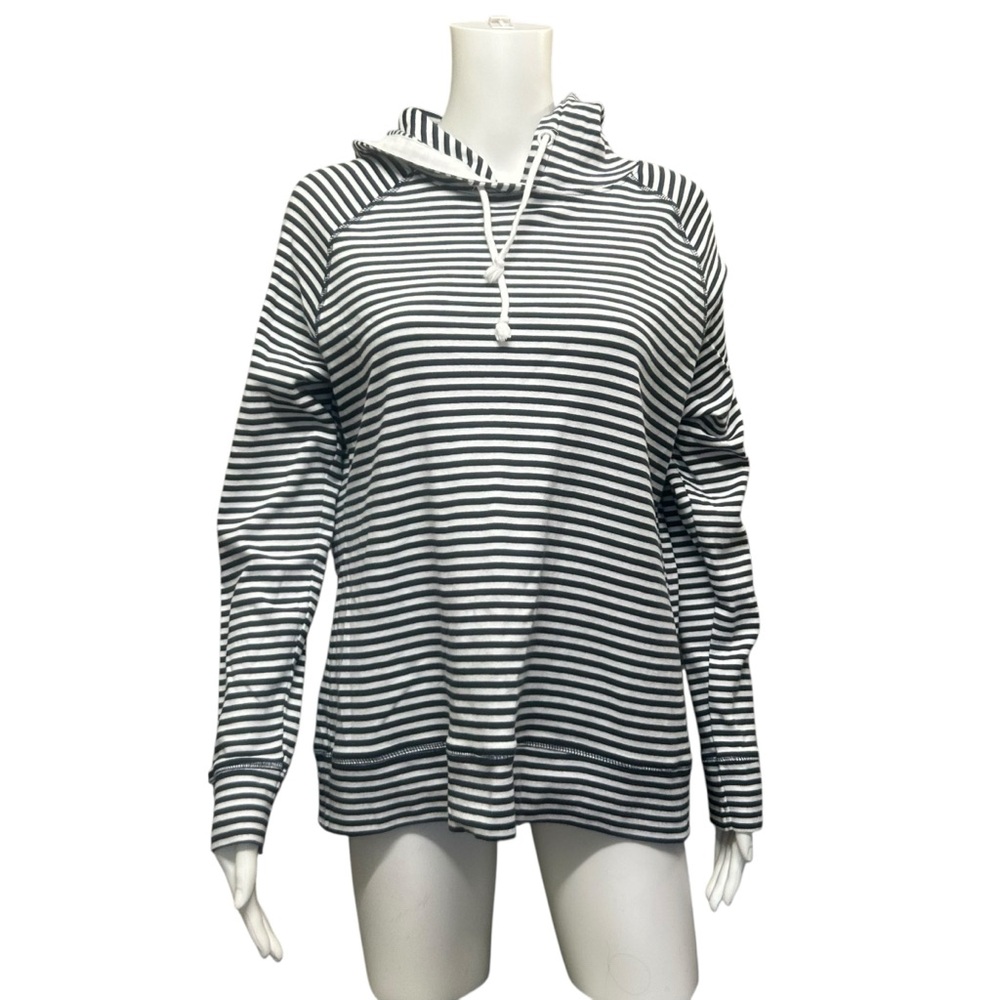 Crane Equestrian Blue White Nautical Stripe Hoodie Top Size L